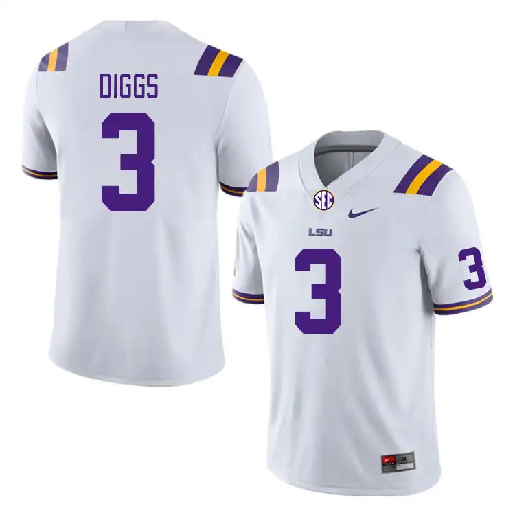 Men's LSU Tigers Logan Diggs #3 White NCAA Football Jersey